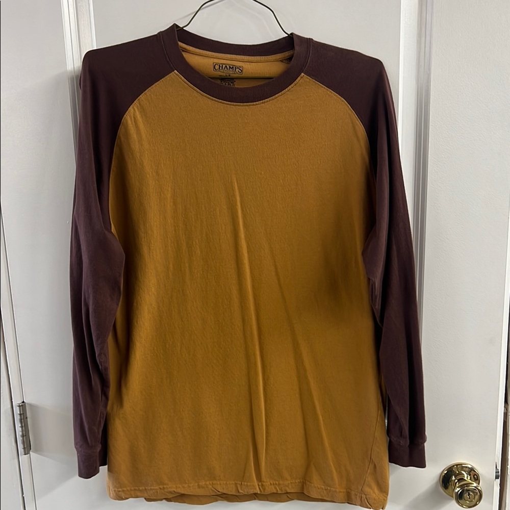 Chaps Men's Brown and Tan Long Sleeve Shirt